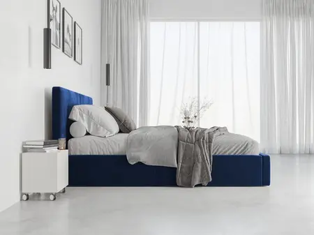 Łóżko niebieskie do sypialni