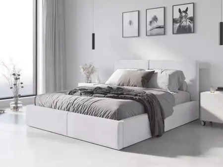 Łóżko tapicerowane białe