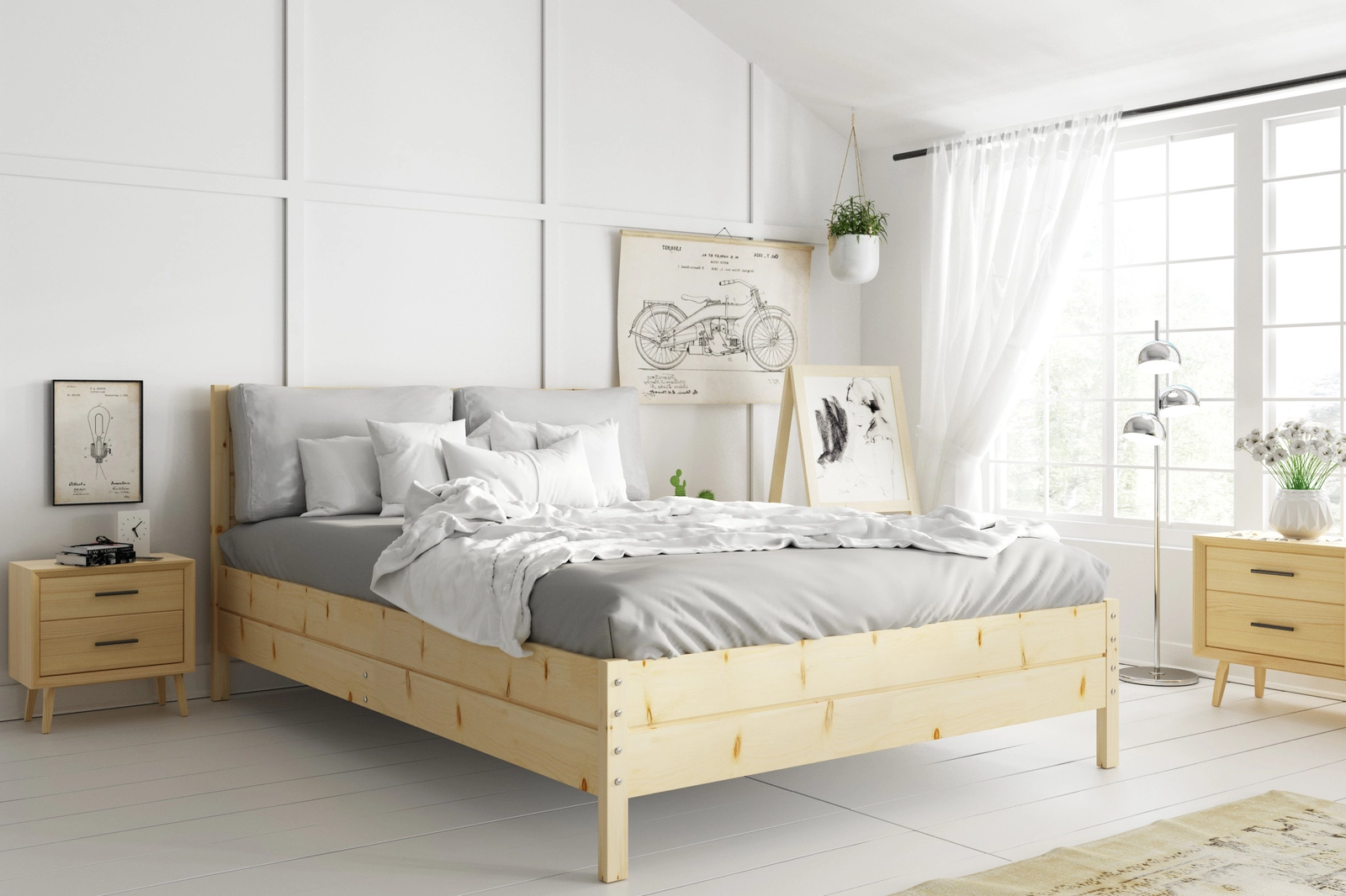 Nowoczesne łóżko drewniane