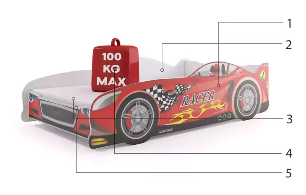 Części składowe dla Łóżko dziecięce pojedyncze cars 80X160 , czerwone