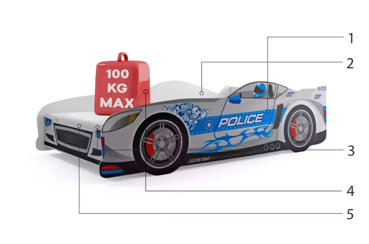 Części składowe dla Łóżko dziecięce pojedyncze cars 80X160 , srebrne
