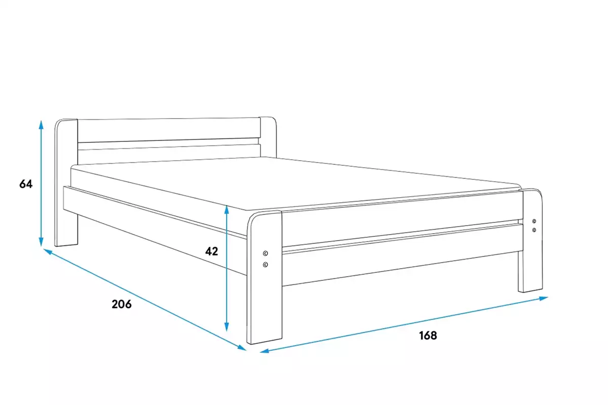 Wymiary i specyfikacja dla Łóżko sypialniane DALLAS 160X200 z materacem, sosna