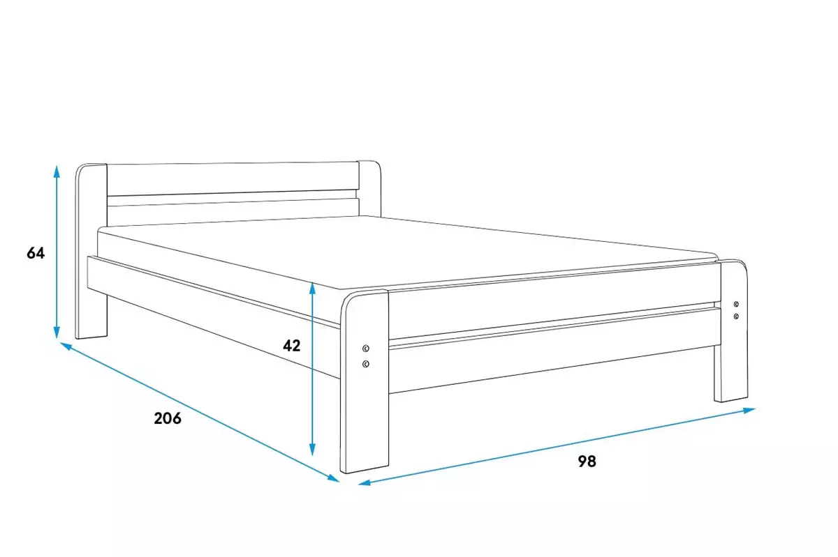 Wymiary i specyfikacja dla Łóżko sypialniane DALLAS 90X200, sosna