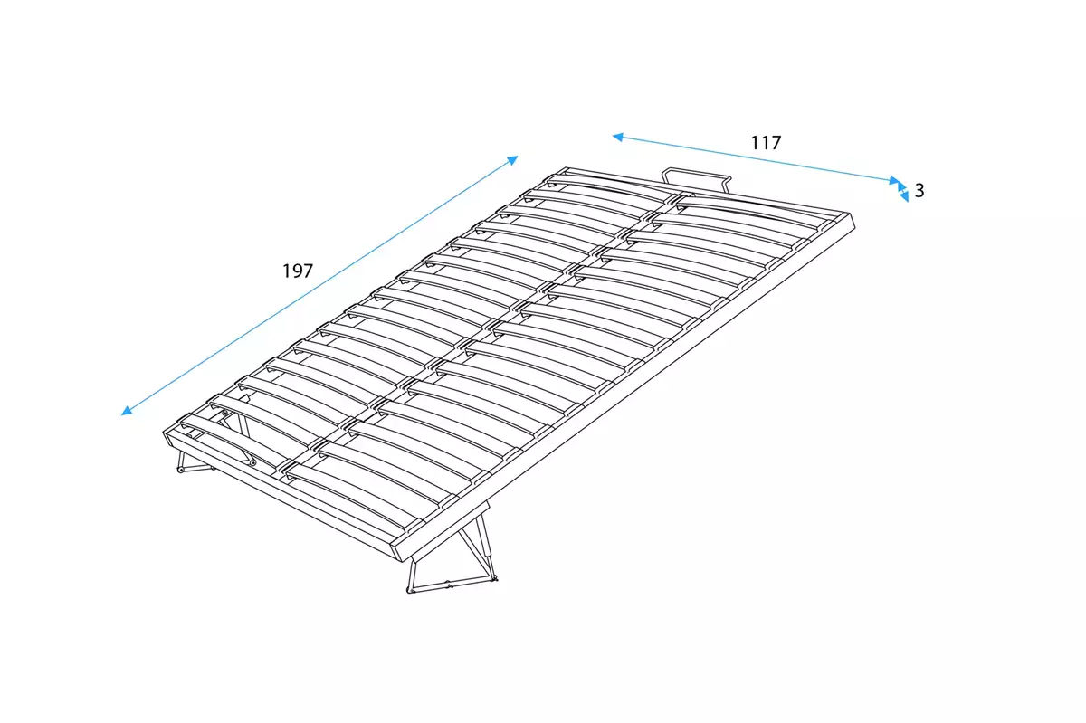 Wymiary i specyfikacja dla Stelaż do łóżka z ramą metalową podnoszoną 120 cm