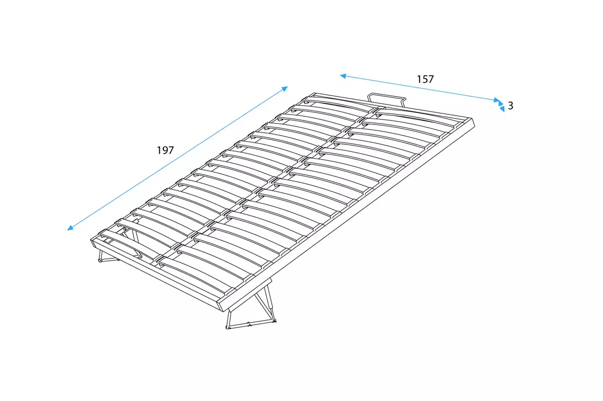 Wymiary i specyfikacja dla Stelaż do łóżka z ramą metalową podnoszoną 160 cm