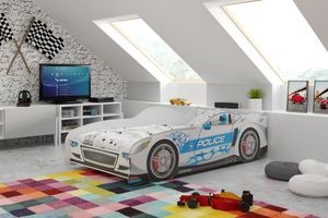 Łóżko dziecięce pojedyncze Cars 80X160 z materacem, srebrne