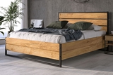 Łóżko sypialniane LOFT 120X200 z materacem i pojemnikiem, z drewna dębowego