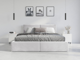 Łóżko sypialniane tapicerowane HILTON 160X200 z pojemnikiem, białe