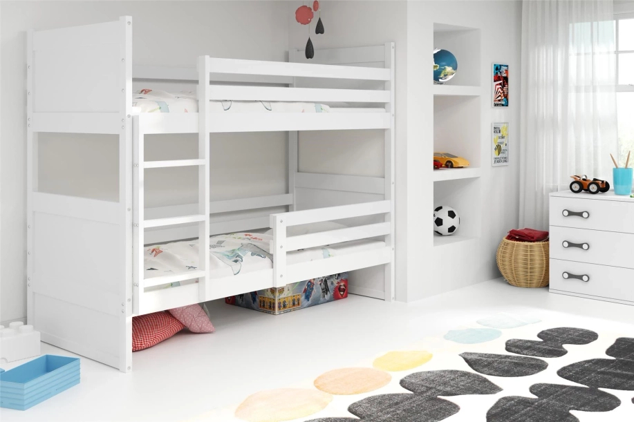 Łóżko młodzieżowe piętrowe RICO 90X190 z materacem, białe