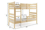 Łóżko młodzieżowe piętrowe Eryk 90X190, z materacem, naturalne drewno