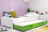 Łóżko młodzieżowe wysuwane LILI 90X200 z szufladą, białe/zielone