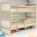 ŁÓŻKO MŁODZIEŻOWE PIĘTROWE RICO 90X200, SOSNA/BIAŁE