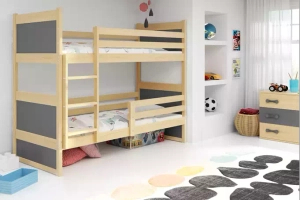 Łóżko młodzieżowe piętrowe RICO 90X190, sosna/grafitowe