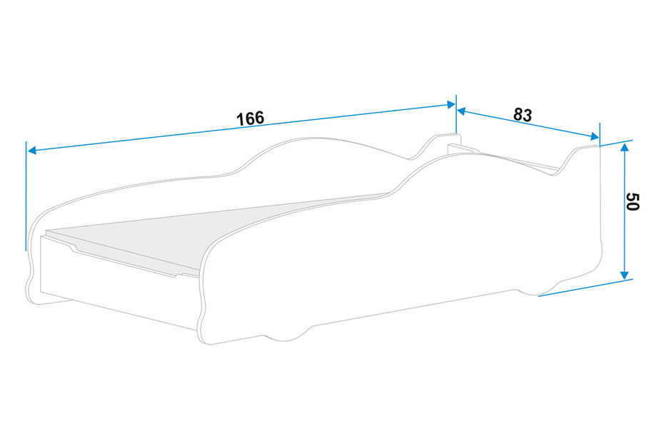 Łóżko dziecięce pojedyncze Cars 80X160 z materacem, czerwone
