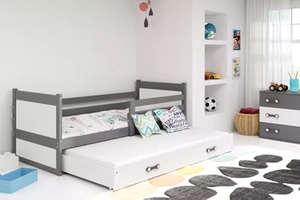 Łóżko młodzieżowe wysuwane RICO 90X200 z szufladą, grafitowe/białe