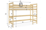 Łóżko piętrowe młodzieżowe - antresola naturalne drewno 90x200