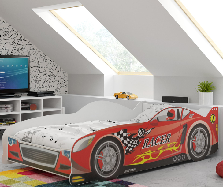 Łóżko dziecięce pojedyncze Cars 80X160, czerwone
