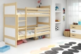 ŁÓŻKO MŁODZIEŻOWE PIĘTROWE RICO 90X200 Z MATERACEM, SOSNA/BIAŁE