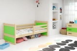 Łóżko młodzieżowe pojedyncze RICO 90X200 z materacem, sosna/zielone