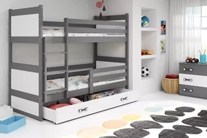 Łóżko dziecięce piętrowe RICO 80X160 z szufladą, grafitowe/białe