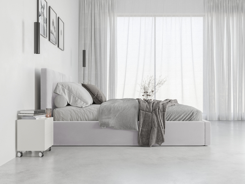 Łóżko sypialniane tapicerowane HILTON 140X200 z pojemnikiem, popielate