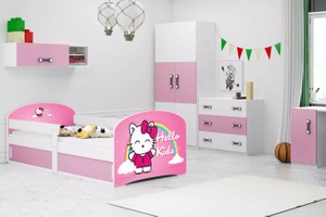 Łóżko dziecięce pojedyncze LUKI 1 80X160 z materacem i schowkiem, Hello Kids, białe
