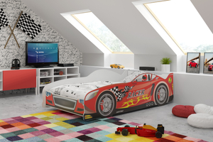 Łóżko dziecięce pojedyncze Cars 80X160, czerwone