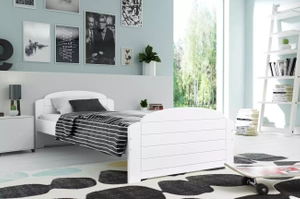 Łóżko młodzieżowe pojedyncze LILI 90X200 z materacem, białe