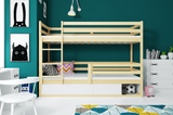 Łóżko młodzieżowe piętrowe BINGO 80X190 z materacem i schowkiem, sosna