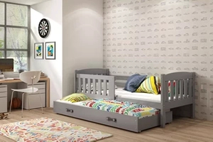 Łóżko młodzieżowe wysuwane KUBUŚ 80X190 z szufladą, grafitowe