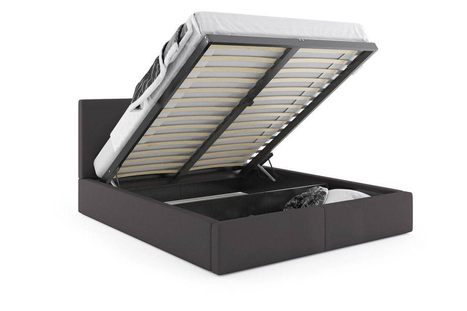 Łóżko sypialniane tapicerowane HILTON 140X200 z pojemnikiem, grafitowe