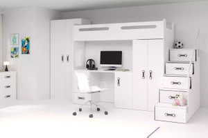 Łóżko młodzieżowe pojedyncze MAX 4 80X200 z biurkiem, białe