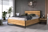 ŁÓŻKO SYPIALNIANE LOFT 160X200 Z MATERACEM I POJEMNIKIEM, Z DREWNA DĘBOWEGO