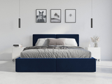 Łóżko sypialniane tapicerowane HILTON 120X200 z materacem i pojemnikiem, niebieskie