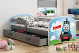 Łóżko młodzieżowe pojedyncze LUKI 80X160 z materacem i szufladą, tommy, grafitowe