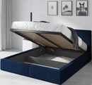 Łóżko sypialniane tapicerowane HILTON 160X200 z materacem i pojemnikiem, niebieskie