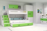 ŁÓŻKO MŁODZIEŻOWE TRZYOSOBOWE MAX 3 120X200 Z MATERACEM I SZUFLADĄ, ZIELONE