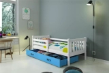 Łóżko młodzieżowe pojedyncze CARINO 90X200 z szufladą, białe/niebieskie