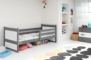 Łóżko młodzieżowe pojedyncze RICO 90X200 z materacem, grafitowe/białe
