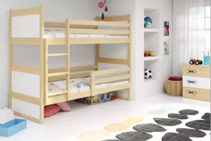Łóżko młodzieżowe piętrowe RICO 90X190, sosna/białe