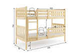 Łóżko młodzieżowe piętrowe KACPER 90X190, sosna
