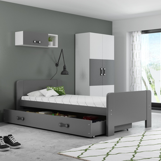 Łóżko młodzieżowe pojedyncze DAREK 80X200 z szufladą, grafitowe