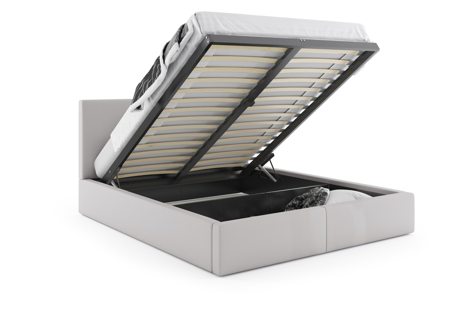 Łóżko sypialniane tapicerowane HILTON 160X200 z materacem i pojemnikiem, popielate