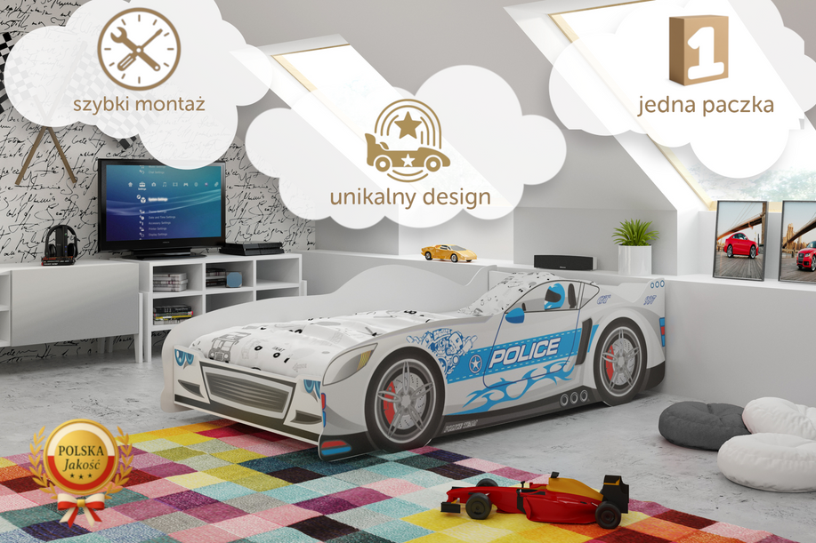 Łóżko dziecięce pojedyncze Cars 80X160, srebrne