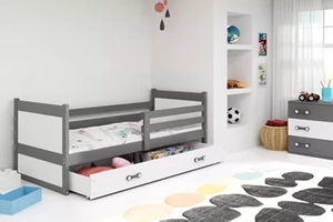 Łóżko młodzieżowe pojedyncze RICO 90X200 z szufladą, grafitowe/białe
