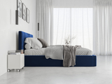 Łóżko sypialniane tapicerowane HILTON 160X200 z pojemnikiem, niebieskie