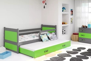Łóżko młodzieżowe wysuwane RICO 90X200 z szufladą, grafitowe/zielone