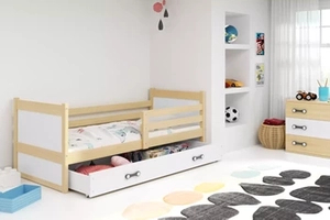 Łóżko młodzieżowe pojedyncze RICO 80X190 z szufladą, sosna/białe