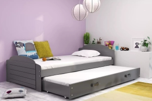 Łóżko młodzieżowe wysuwane LILI 90X200 z szufladą, grafitowe