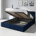Łóżko sypialniane tapicerowane HILTON 140X200 z materacem i pojemnikiem, niebieskie